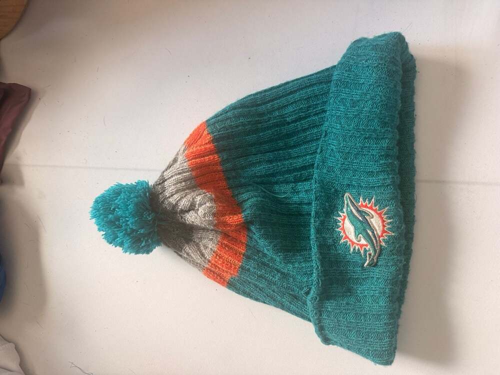 NFL Miami Dolphins Cuffed Pom Pom Beanie Knit Hat Aqua Orange Grey